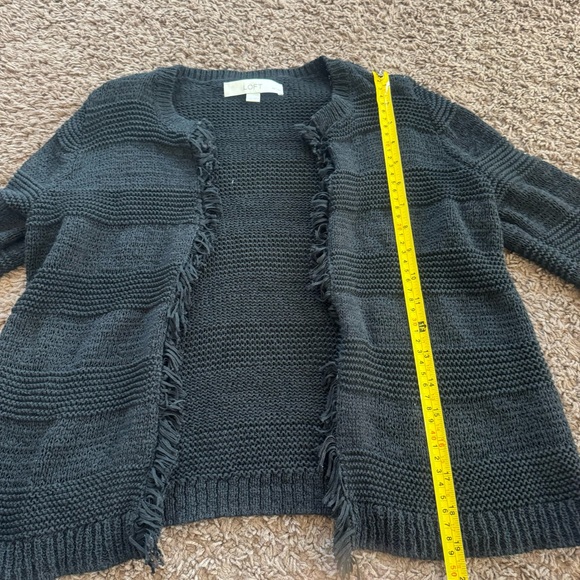 Loft Ann Taylor Open Knot Front Lite Cardigan Sweater Fringe Cotton MP - Picture 6 of 7